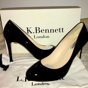 L.K.Bennett Stila Patent Black Pump Size 38